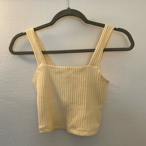 American eagle pale yellow ribbed tank top